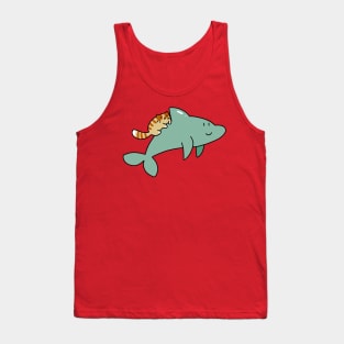 Dolphin with Orange Tabby Cat Tank Top